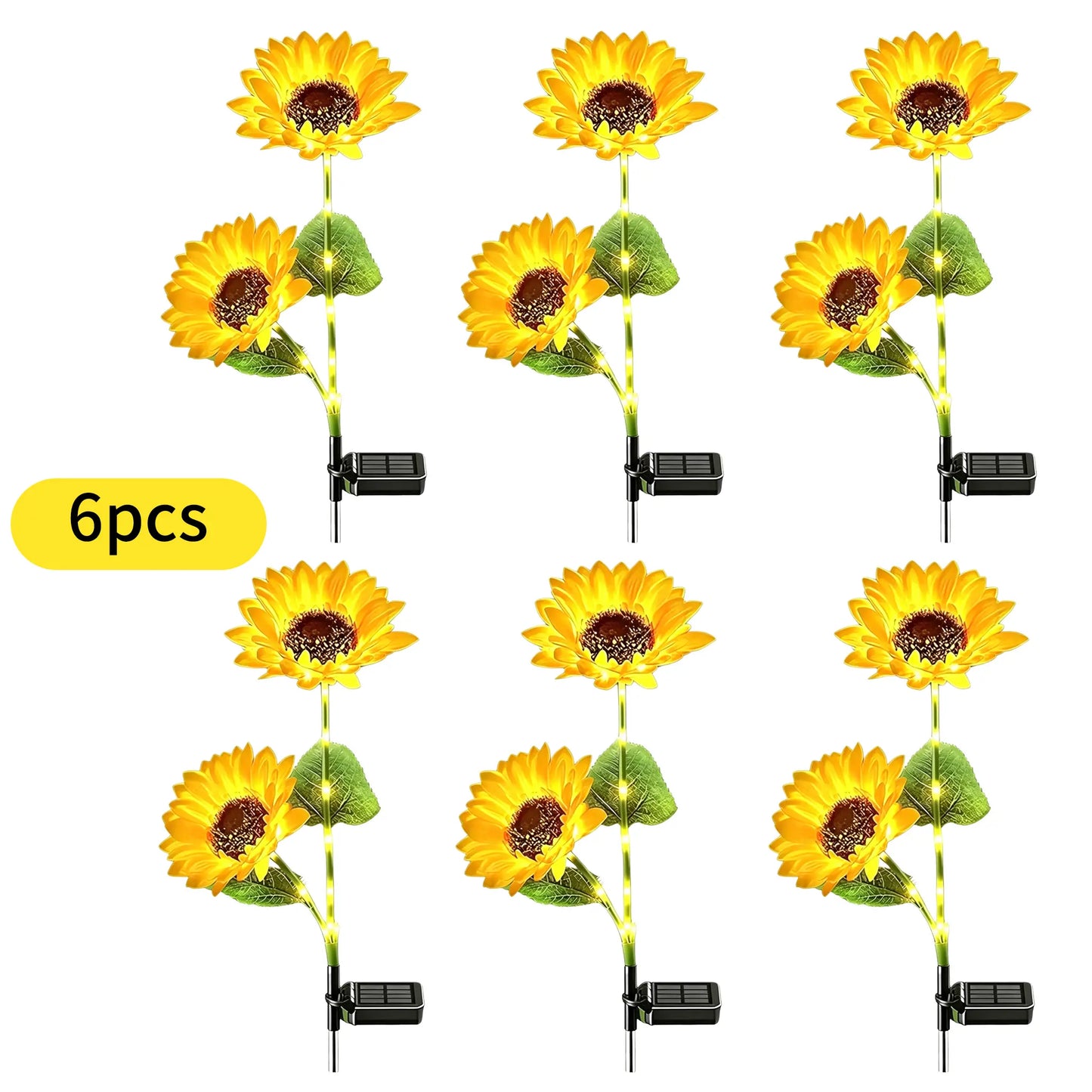 【Summervibes】Led Sunflower Garden Lights Realistic Night Glow for Yard Lawn Patio Porch Decoration Waterproof IP65 Energy Efficient Outdoor Lighting Durable Plastic Flowers Upgraded Solar Panels