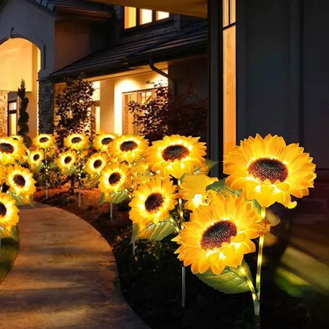 【Summervibes】Led Sunflower Garden Lights Realistic Night Glow for Yard Lawn Patio Porch Decoration Waterproof IP65 Energy Efficient Outdoor Lighting Durable Plastic Flowers Upgraded Solar Panels