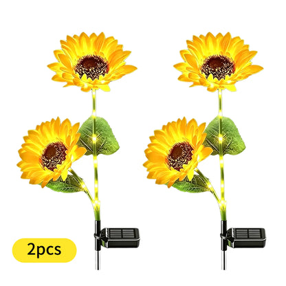 【Summervibes】Led Sunflower Garden Lights Realistic Night Glow for Yard Lawn Patio Porch Decoration Waterproof IP65 Energy Efficient Outdoor Lighting Durable Plastic Flowers Upgraded Solar Panels