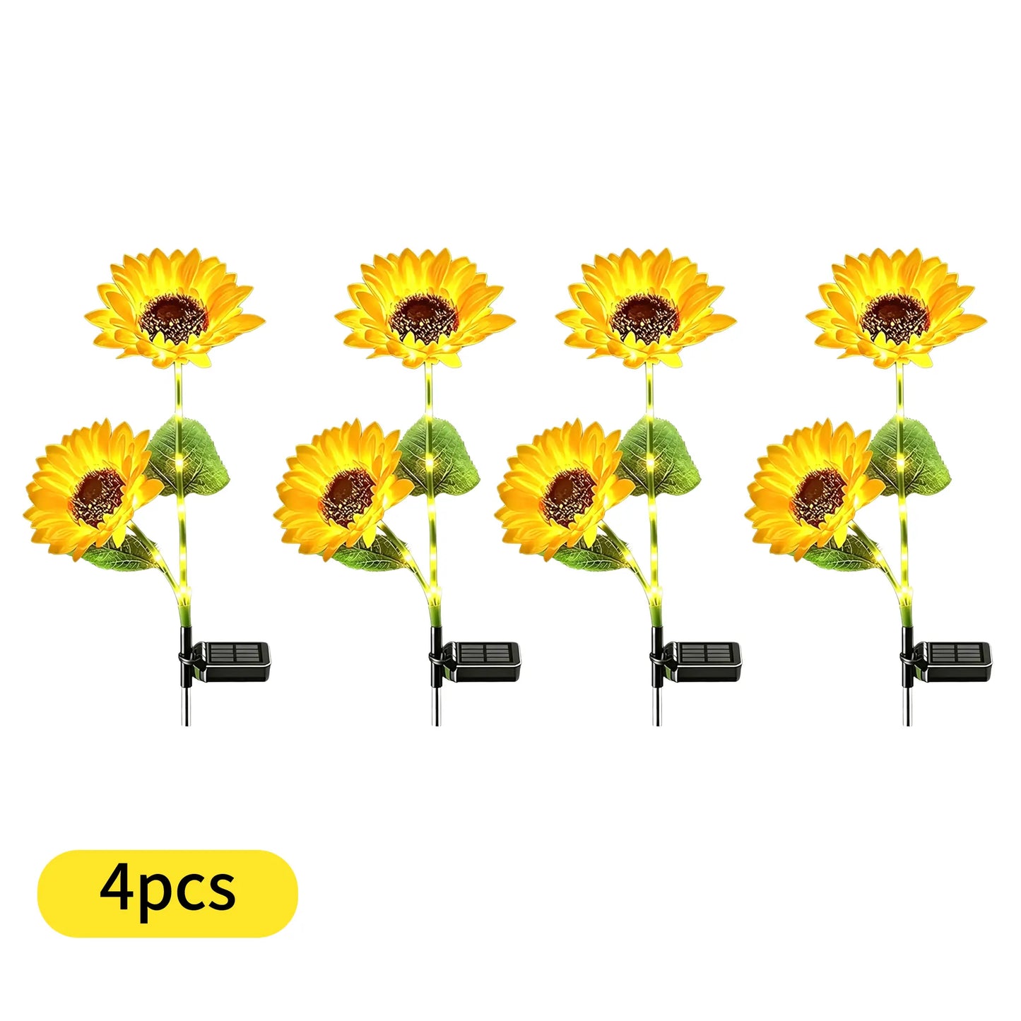 【Summervibes】Led Sunflower Garden Lights Realistic Night Glow for Yard Lawn Patio Porch Decoration Waterproof IP65 Energy Efficient Outdoor Lighting Durable Plastic Flowers Upgraded Solar Panels