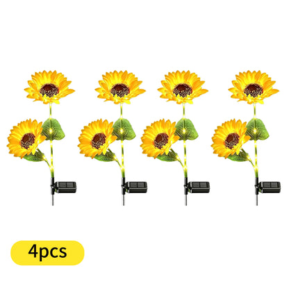 【Summervibes】Led Sunflower Garden Lights Realistic Night Glow for Yard Lawn Patio Porch Decoration Waterproof IP65 Energy Efficient Outdoor Lighting Durable Plastic Flowers Upgraded Solar Panels