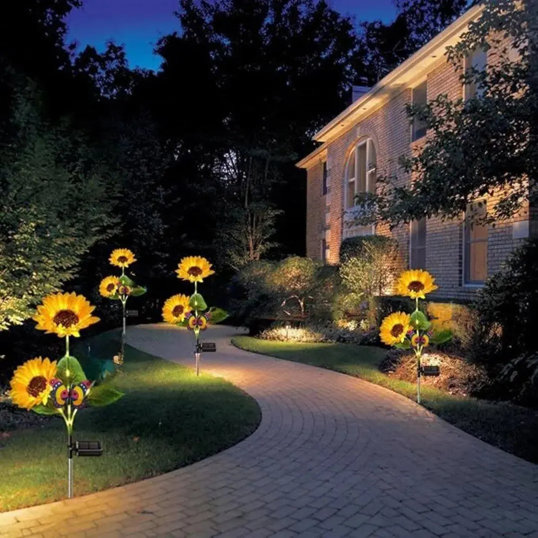 【Summervibes】Led Sunflower Garden Lights Realistic Night Glow for Yard Lawn Patio Porch Decoration Waterproof IP65 Energy Efficient Outdoor Lighting Durable Plastic Flowers Upgraded Solar Panels