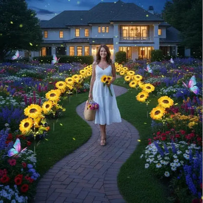 【Summervibes】Led Sunflower Garden Lights Realistic Night Glow for Yard Lawn Patio Porch Decoration Waterproof IP65 Energy Efficient Outdoor Lighting Durable Plastic Flowers Upgraded Solar Panels
